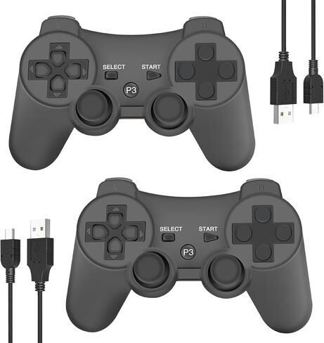 وحدة تحكم لاسلكية Eagolloar 3 حزم لجهاز PS3، وحدة تحكم ألعاب تناظرية مزدوجة قابلة للشحن بتقنية البلوتوث لجهاز PS3 مع كابل شحن، اهتزاز مزدوج in Kuwait