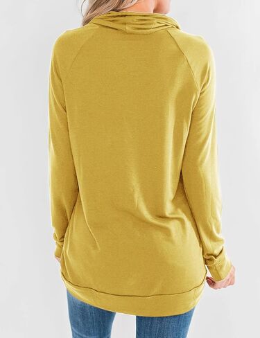Fallorchid Womens Cowl Neck Tunic Tops Long Sleeve Pullovers Casual Drawstring Sweatshirts in Kuwait