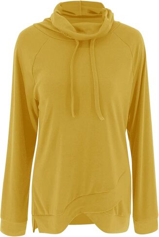 Fallorchid Womens Cowl Neck Tunic Tops Long Sleeve Pullovers Casual Drawstring Sweatshirts in Kuwait