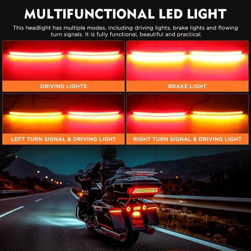 LED Saddlebag Motorcycle Tail Lights,2pcs Motorcycle Tail Light with Sequential Turn Signals Brake Light Running Light Compatible with Harley Touring Electra Glide Road Glide FLHR CVO 2014-2023 in Kuwait