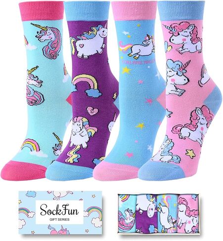 sockfun هدايا مضحكة للفتيات 4-10 سنوات، جوارب الفتيات الجدة جوارب ممتعة للأطفال في صندوق هدية in Kuwait