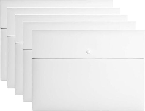 VANRA 5 Pieces A4 Envelopes Folders for Paperwork Plastic Wallets Document Organizer with Snap Button Closure A4 Letter Size (Black) in Saudi Arabia