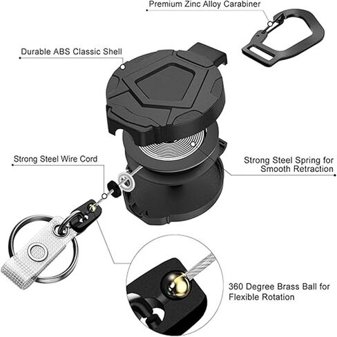 MNGARISTA 2-Pack Retractable Keychain, Heavy Duty Carabiner Badge Holder, Tactical ID Badge Reel with 31.5" Steel Retractable Cord, 8.0 oz in Saudi Arabia