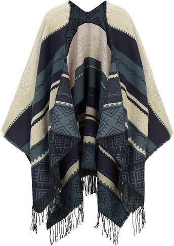 سترة نسائية ذات شال ملفوف وشرابة وغطاء للرأس مفتوحة من الأمام ووشاح ملفوف لخريف وشتاء in Kuwait