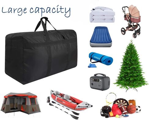 Oversized Duffle Bag Foldable Travel Storage Bag Sports Duffel Bags Luggage Bag Large Storage Bags with Zipper and Handles for Moving Camping Large Items Storage and More (215L Black) in Kuwait