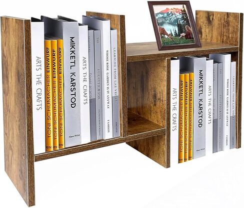 Meikuler Desktop Shelf Organizer, Adjustable Wood Display Desk Shelf, Office Storage Rack Tabletop Bookshelf Multipurpose Shelves for Home Decor, Office, Gifts (White) in Saudi Arabia