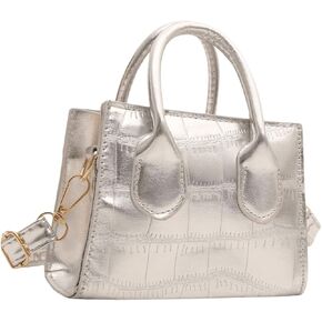 GORGLITTER Women's Small Crossbody Bag Mini Purse Metallic Crocodile Print Double Handle Satchel Shoulder Bag Purse