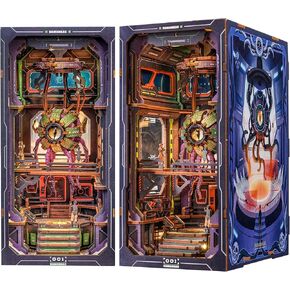 Cutefun Book Nook Kit, DIY Miniature Dollhouse Kit for Teens and Adults, 3D Wooden Puzzle Bookends with LED Light, Bookshelf Insert Decor with Dust Cover, Christmas Birthday Gifts (Squirrel Collector)