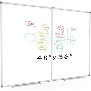 Large White Board for Wall, 72 x 40 inch Magnetic Dry Erase Whiteboard, Foldable Board Wall Mounted Silver Aluminum Frame with 2 Marker Trays for Office School & Home in Saudi Arabia