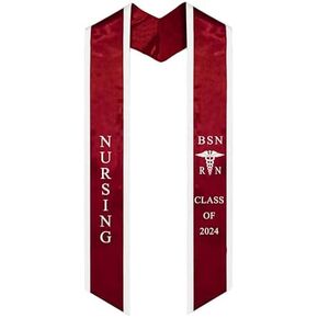 Ovaltag BSN RN Nursing Graduation Stole Class of 2024 with Medical Logo, Gift for Nurse Student