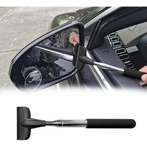 Xindell Mirror Cleaning Squeegee - Telescopic Long Handle Car Rearview Wiper - Auto Window Cleaner Tool for Exterior and Interior Cleaning - Side Windshield Glass Mist, Automotive Supplies (1PC,Red)