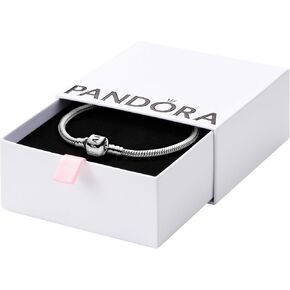 PANDORA Moments Barrel Clasp Snake Chain Bracelet - Silver Bracelet for Women - Sterling Silver - With Gift Box - 7.9"