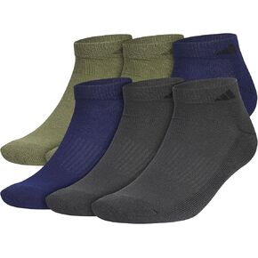 adidas Men's Athletic Cushioned Low Cut Socks with Arch Compression for a Secure fit (6-Pair), Tech Indigo Blue/Grey/Collegiate Navy, Large