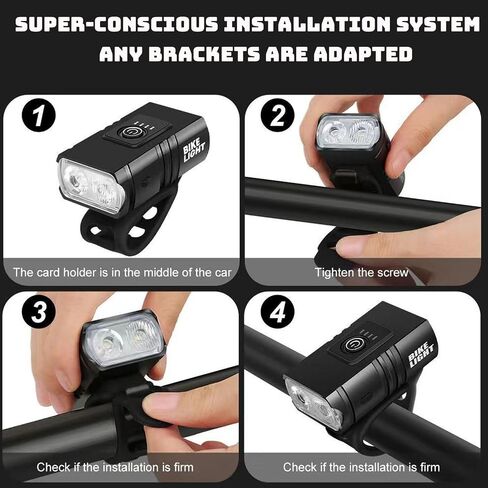 Ascher Ultra Bright USB Rechargeable Bike Light Set, Powerful Bicycle Front Headlight and Back Taillight, 4 Light Modes, Easy to Install for Men Women Kids Road Mountain Cycling in Kuwait