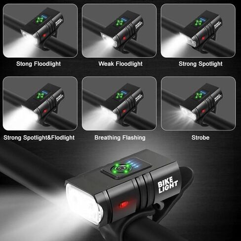 Ascher Ultra Bright USB Rechargeable Bike Light Set, Powerful Bicycle Front Headlight and Back Taillight, 4 Light Modes, Easy to Install for Men Women Kids Road Mountain Cycling in Kuwait