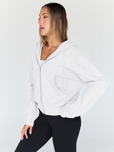 Trendy Queen Hoodies for Women Full Zip Up Cropped Sweatshirts Casual Hooded Pullover Sweaters Tops Fall Winter Clothes 2023 in Saudi Arabia