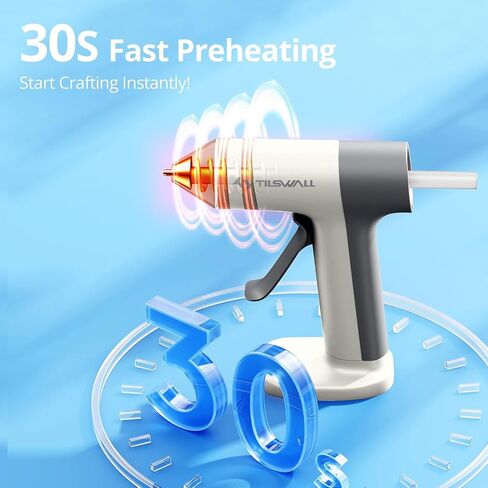 Tilswall Cordless Hot Glue Gun, 30s Fast Preheating with 2Ah Built-in Battery, Hot Melt Glue Gun with 20pcs Premius Glue Sticks, Smart Power-Off, USB-C Inputs Suitable for DIY Craft, Home Repaire Pink in Saudi Arabia