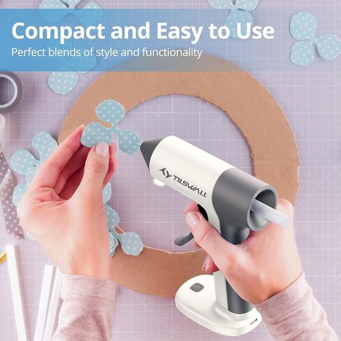 Tilswall Cordless Hot Glue Gun, 30s Fast Preheating with 2Ah Built-in Battery, Hot Melt Glue Gun with 20pcs Premius Glue Sticks, Smart Power-Off, USB-C Inputs Suitable for DIY Craft, Home Repaire Pink in Saudi Arabia