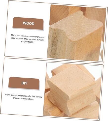 10pcs Beech Wood Seal Carving Square Wood Seal Self Making Stamper DIY Craft Tool Stamps for Making DIY Wooden Stamp Decorative Seal Cards Making Stamp Handbook Stamp Seal in Kuwait