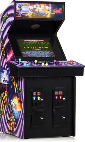 Numskull Quarter Arcades Teenage Mutant Ninja Turtles Collector's Edition Mini Arcade - نسخة طبق الأصل خشبية أصلية بمقياس 1/4، ذاكرة قراءة فقط أصلية، بطارية قابلة لإعادة الشحن ومكبرات صوت 3 وات لعشاق الرجعية in Kuwait