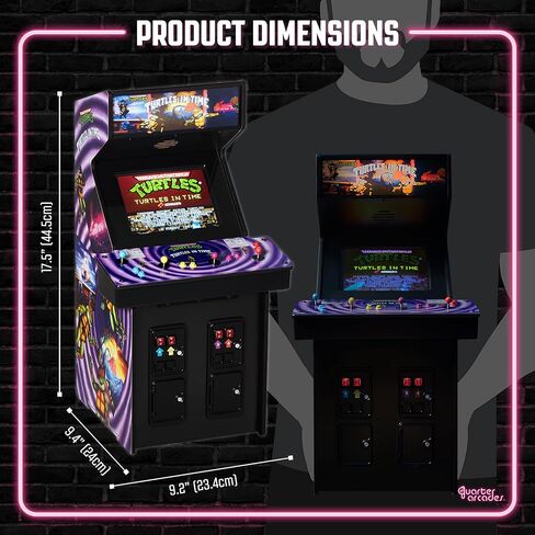 Numskull Quarter Arcades Teenage Mutant Ninja Turtles Collector's Edition Mini Arcade - نسخة طبق الأصل خشبية أصلية بمقياس 1/4، ذاكرة قراءة فقط أصلية، بطارية قابلة لإعادة الشحن ومكبرات صوت 3 وات لعشاق الرجعية in Kuwait