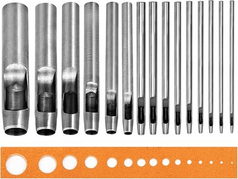 WUTA 7Pcs Hollow Punch Leather Hole Punch Cutter 0.5mm-5mm Round Punch Tool Set, Leather Craft Working Kit for Leather, Watch Band, Fabric, Plastics, Gasket Belt in Saudi Arabia