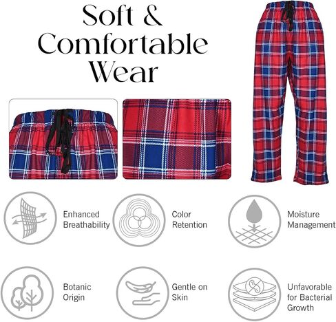 North 15 Boys Plaid Pajama Pants, Soft Flannel Pajama Bottoms Boys, Big Boys Pajamas Pants, Boys Pajama Pants Size 8-18 in Saudi Arabia