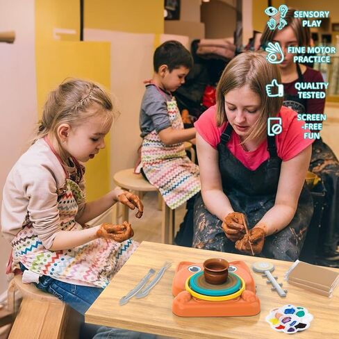 Pottery Wheel for Kids - Complete Pottery Painting Kit Arts and Crafts for Kids Ages 8-12 with 1.65lb Air Dry Clay Art Supplies for Kids Toys Girls Boy Birthday Gift for 6 7 8 9 10 11 12+ in Kuwait