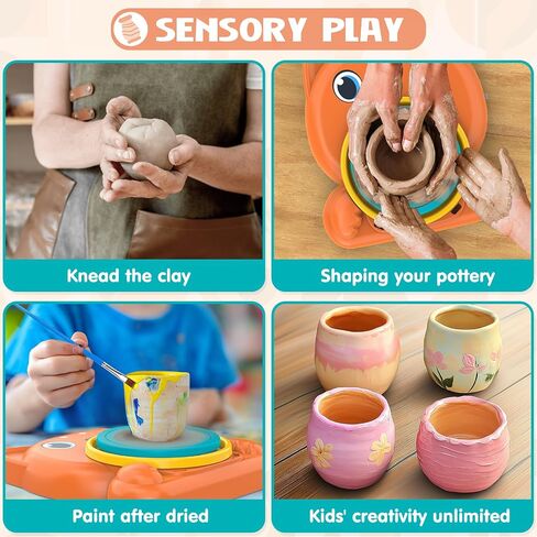 Pottery Wheel for Kids - Complete Pottery Painting Kit Arts and Crafts for Kids Ages 8-12 with 1.65lb Air Dry Clay Art Supplies for Kids Toys Girls Boy Birthday Gift for 6 7 8 9 10 11 12+ in Kuwait