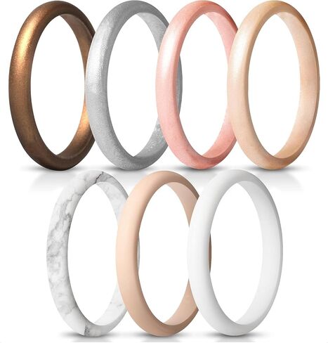 ThunderFit Women's Thin and Stackable - Silicone Rings Wedding Bands - Promise rings 2.5mm Width - 2mm Thick in Kuwait