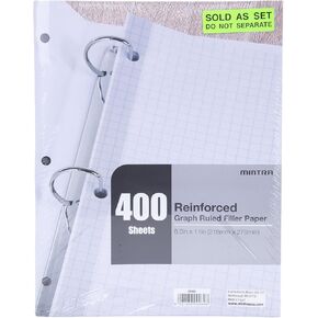 Mintra Reinforced Filler Paper (400 Sheets (4pk of 100), College Ruled)