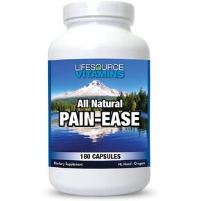 Lifesource Vitamins All Natural Pain Ease – 20 Synergistic Herbs and Enzymes That Naturally & Safely Support: Headaches & Migraines - Knees – Shoulders – Joints – Leg Pain – Tension