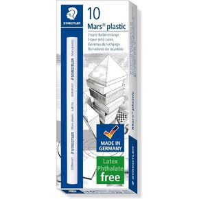 Staedtler Mars Plastic Eraser Core Refill, For Stick Eraser Holders, Premium Quality, 528 55,White