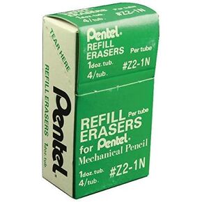 Pentel Mechanical Pencil Eraser Refills, Z2-1N, Box of 12 Tubes of 4 Erasers (Total 48 Erasers)