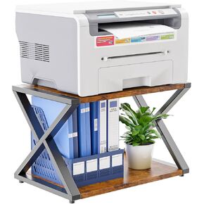 حامل طابعة WALI للمكتب، منظم سطح المكتب لرف تخزين الطابعة من الخشب الصلب بطبقتين لجهاز الفاكس والماسح الضوئي والناسخة والملفات والكتب (PTS002-B) in Kuwait