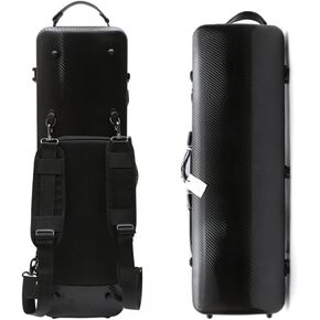 Violin case 4/4 Full size High strength Carbon fiber hard shell Durable handles Internal storage with Backpack straps Music Sheet bag (Black,Combination lock)