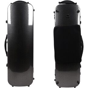 Violin Case 4/4 full size Carbon fiber Oblong Hard shell Rectangle violin case Soft padding with Backstraps &Music Sheet Bag (Black)