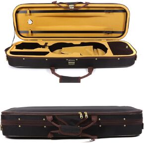 Canvas Violin case 4/4 Full Size hard Wooden Struct box Oblong Oxford violin Case Wear-Resistant with Durable Straps Lightweight travel violin case