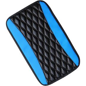 1 PC Auto Center Console Pad, PU Leather Car Armrest Seat Box Cover Protector, Waterproof Car Armrest Seat Box Cover Universal Fit (Blue)