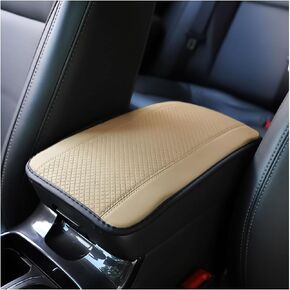 Armrest Pad for Car, PU Leather Auto Center Console Cushion Mat, Four Seasons Automotive Armrest Seat Box Cover, Universal Vehicle Interior Accessories for SUV, Truck, Van (Beige)