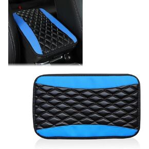 gunhunt 1 PC Car Center Console Cover, PU Leather Car Armrest Seat Box Cover Protector, Universal Waterproof Anti Slip Center Console Pad for Most Vehicle, SUV, Truck, Car (Black)