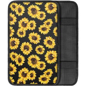 FOR U DESIGNS Sunflower Auto Center Console Armrest Pad Seat Box Cover Universal Fit Car Armrest Cover Cushion Mat for Sedan, Van, SUV, Truck Car Accessorie