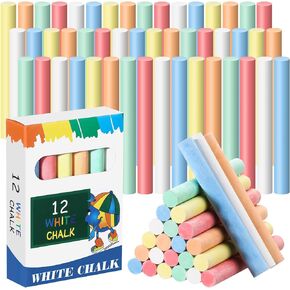 48 Pcs Dustless Chalk 6 Colored Chalkboard Chalk School Chalk Sticks Writing Supplies for Classroom Home Cafe Menu Sidewalk Art