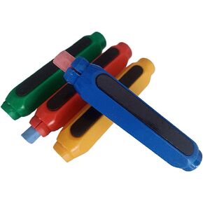 Plastic Magnetic Chalk Holders with Storage Case, 4 Pack Blackboard Adjustable Chalk Clip Chalk Covers for Teachers Kids School Office Drawing Chalkboard (Blue, Green, Red, Yellow)