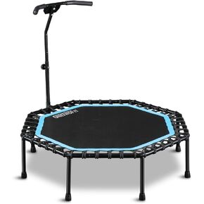 ONETWOFIT 51" Silent Trampoline with Adjustable Handle Bar, Fitness Trampoline Bungee Rebounder Jumping Cardio Trainer Workout for Adults…