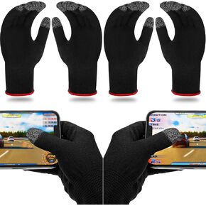 4 Pairs Game Gloves for Gaming Mobile Game Controllers Finger Gloves Set, Anti-Sweat Breathable Touch Finger Gloves Silver Fiber Material for Phone Games PUBG