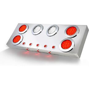 GG Grand General 91320 Stainless Steel Rear Center Light Panel with 4 inches and 1 inch Red/Red/White LED Lights