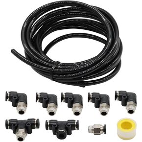 Vacuum PU Tubing and Push Lock Fittings Kit 1/8 Inch NPT to 1/4 nch Tubing