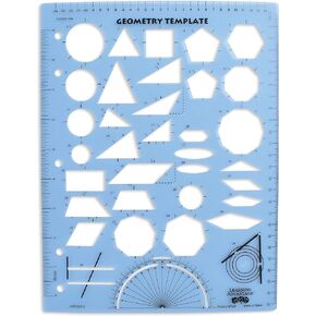 LEARNING ADVANTAGE Geometry Template - Sturdy Geometric Stencil to Draw 2D Shapes and Measure Angles - Includes Ruler plus a Number Line with Negative Values in Saudi Arabia