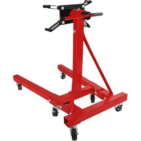 BLACKHORSE-RACING Auto Repair Rebuild Steel Engine Stand Folding Motor Hoist Dolly Mover Jack with 360 Degree Rotating Head, 750 LB Capacity, Red
